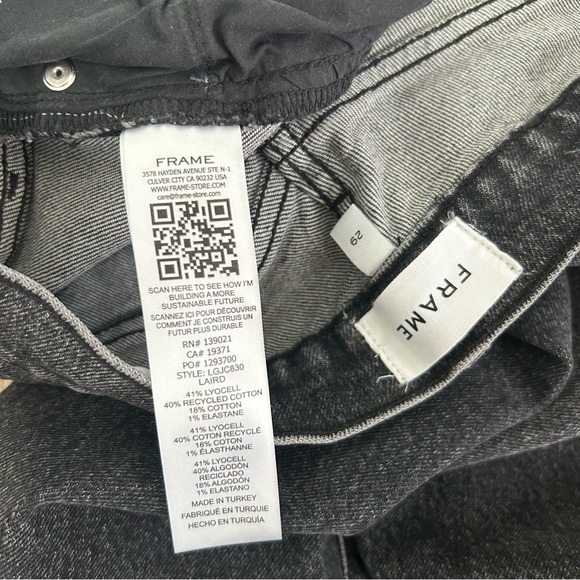 FRAME Le Garçon Cropped Jeans Sz 8 Black Distressed - Picture 9 of 10